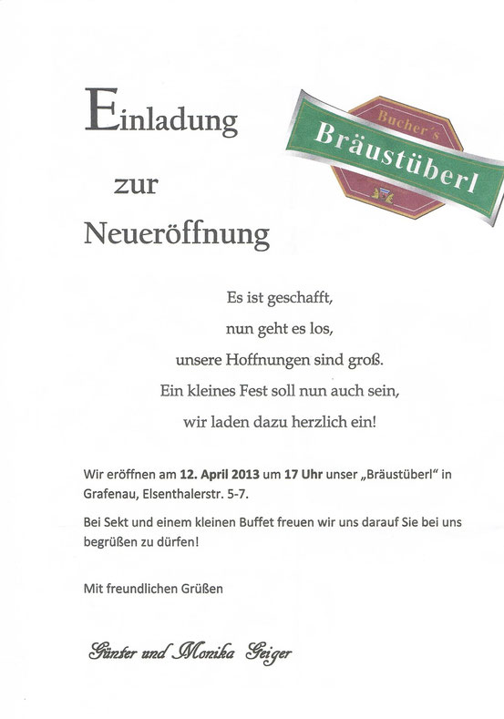 Einladung zur Neueröffnung Rosenschützen Rosenau