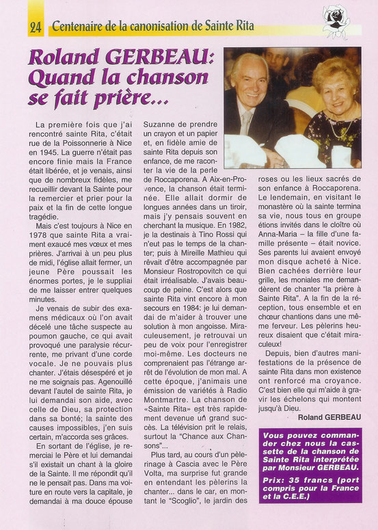 Extrait du livret Sainte-Rita N°482 de Mai 2000