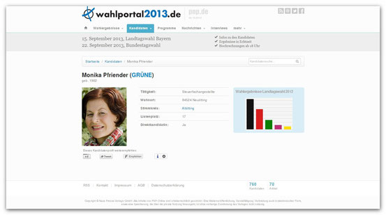 Monika Pfriender im www.wahlportal2013.de (Bild von Daniel Jelen)