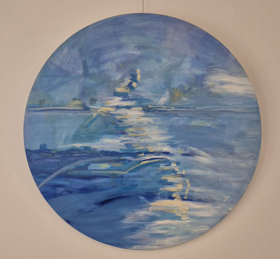 Das Meer (Sydney), Rund Durchmesser 75cm, Acryl auf Leinwand