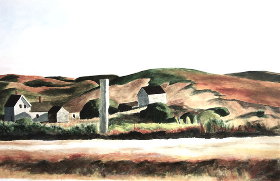 Edward Hopper, Road and Houses - Copie, acrylique sur toile