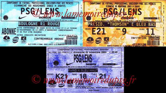 Tickets  PSG-Lens  2003-04