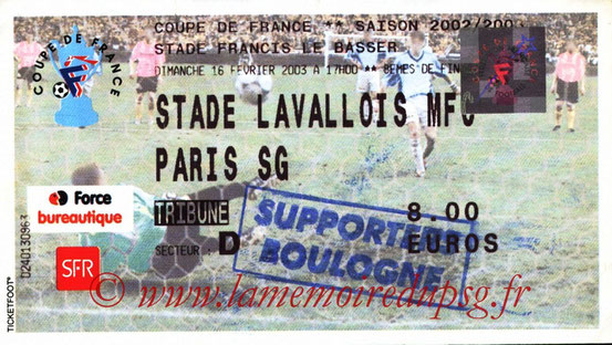 Ticket  Laval-PSG  2002-03