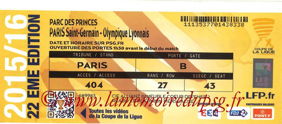 Ticket  PSG-Lyon  2015-16