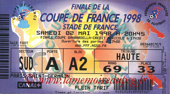 Ticket  PSG-Lens  1997-98