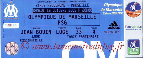 Ticket  Marseille-PSG  2005-06