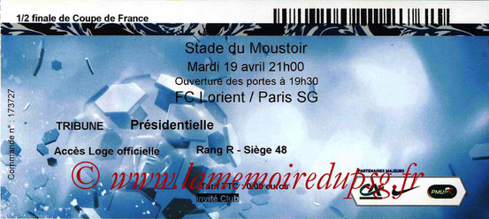 Ticket  Lorient-PSG  2015-16