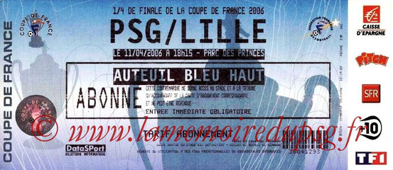 Ticket  PSG-Lille  2005-06
