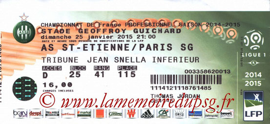 Ticket  Saint Etienne-PSG  2014-15