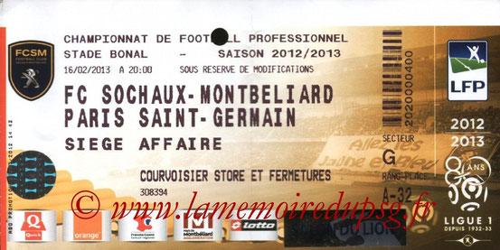 Ticket  Sochaux-PSG  2012-13