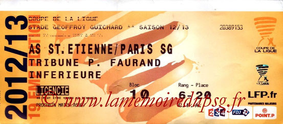 Ticket  Saint Etienne-PSG  2012-13