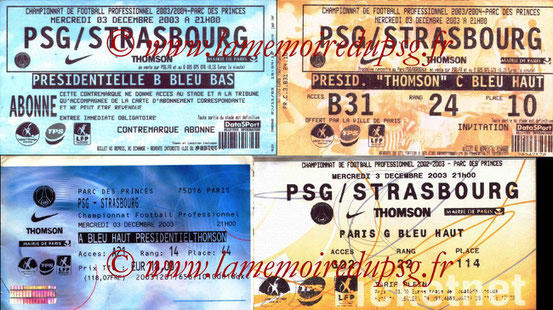 Tickets  PSG-Strasbourg  2003-04