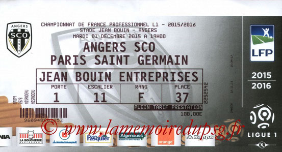 Ticket  Angers-PSG  2015-16