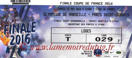 Ticket  PSG-Marseille  2015-16