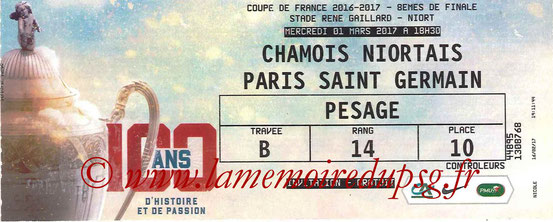 Ticket  Niort-PSG  2016-17