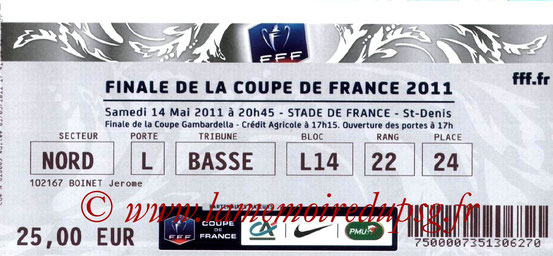 Ticket  PSG-Lille  2010-11