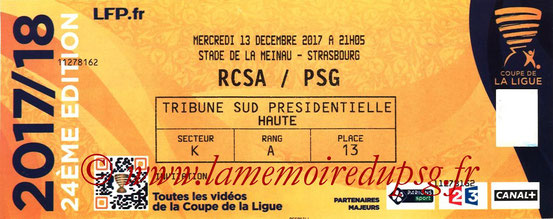 Ticket  Strasbourg-PSG  2017-18