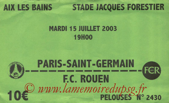 Ticket  Rouen-PSG  2003-04