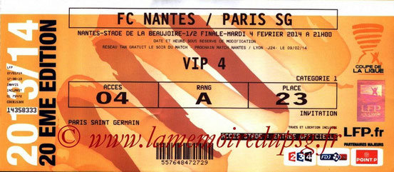 Ticket  Nantes-PSG  2013-14