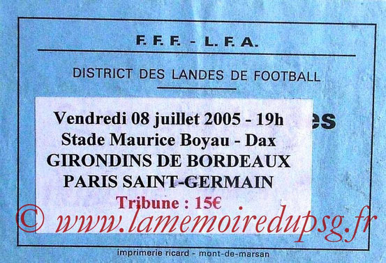 Ticket  Bordeaux-PSG  2005-06