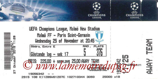 Ticket Malmo-PSG  2015-16