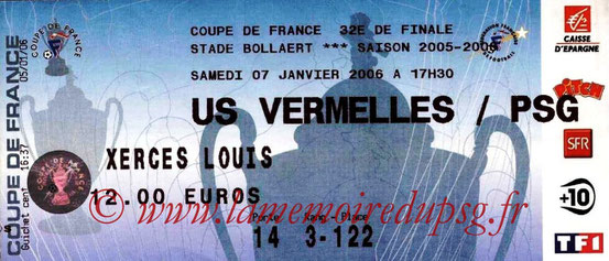 Ticket  Vermelles-PSG  2005-06