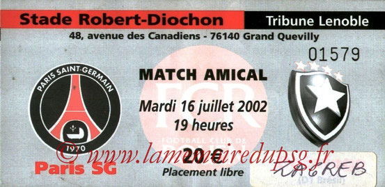 Ticket  PSG-Dynamo Zagreb  2002-03