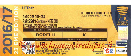 Ticket  PSG-Metz  2016-17