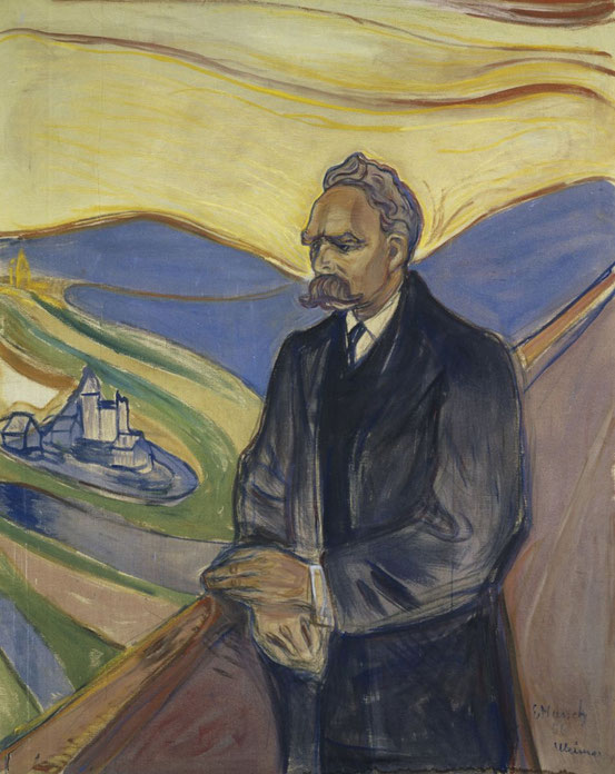 'Frederich Nietzsche'. Gemälde vonEdvard Munch aus dem Jahr 1906. Öl auf Leinwand, Thielska galleriet, Stockholm.