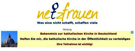 Logo der Netzfrauen mit Werbung für die katholische Kirche (Bild: Netzfrauen)