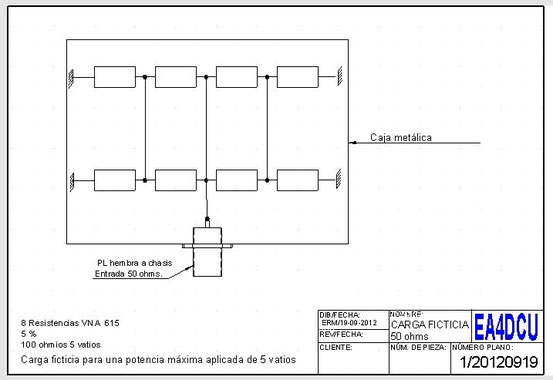 Carga ficticia para 50 ohmios (esquema)