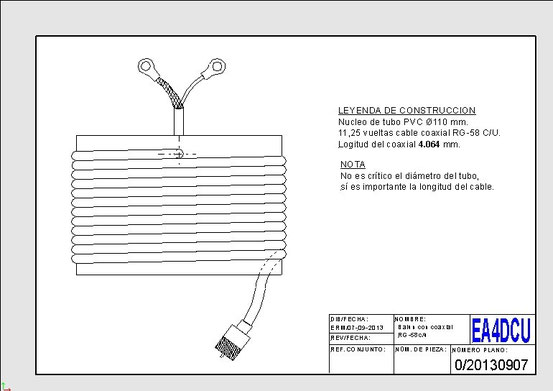 Balun con cable coaxial de 1,8 a 30 Mhz relación 1:1