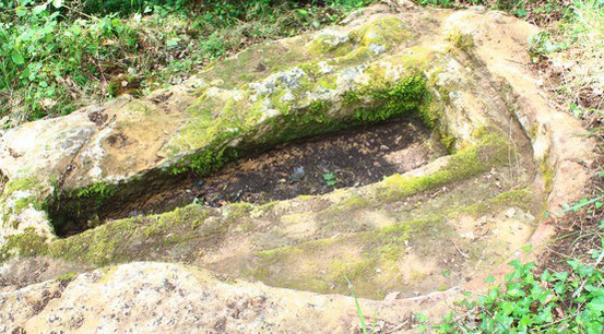 Autre type de sarcophage mérovingien taillé dans la roche (48 Lozère)