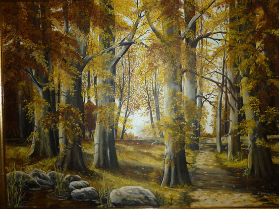 Buchenwald im Herbst/ Ölfarben 95 x 75 cm  Nr. 1