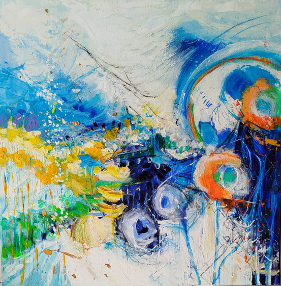 Elisabeth Augendre artiste peintre en Ariège acrylique impressionnisme fantaisie en jardin 54
