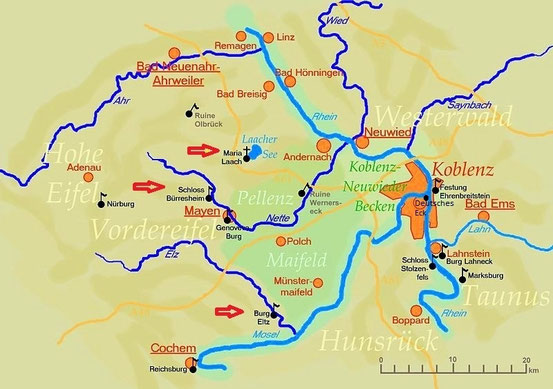 Karte Mayen - Koblenz, zum Vergrößern anklicken