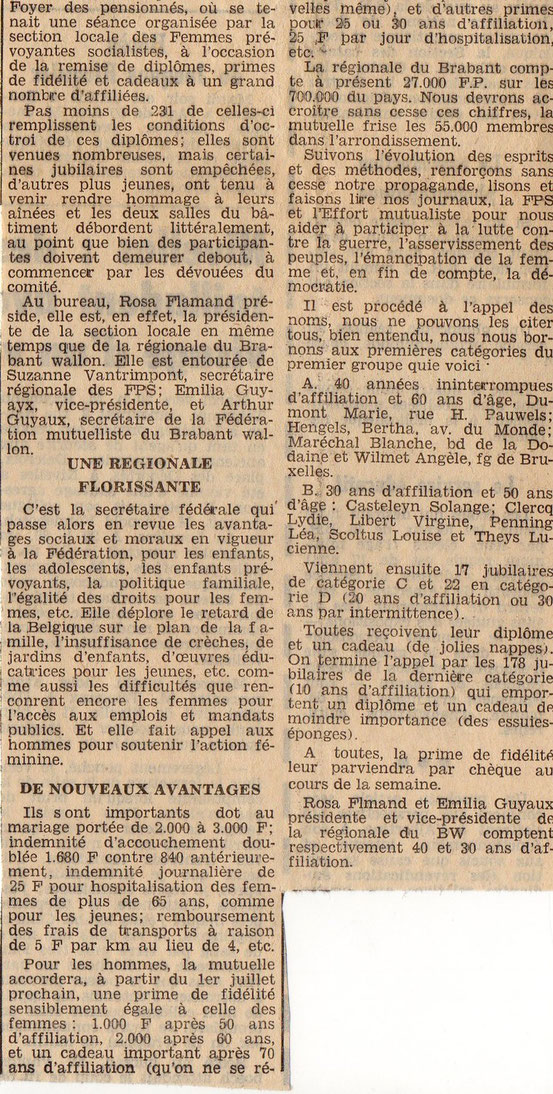 Article paru dans le journal "Le peuple" du 22/4/1967