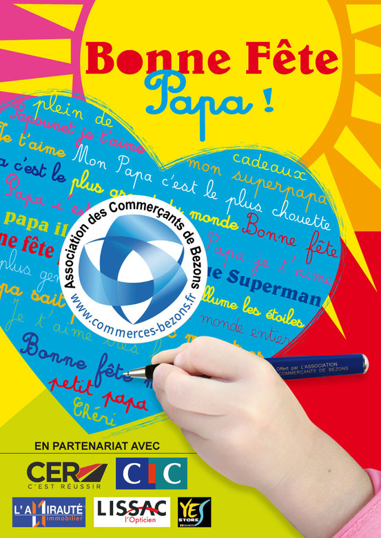 L'Association des commerçants de Bezons fêtent les Pères le 16 juin en offrant à leur clientèle un joli présent (dans la limite des stocks disponibles) ! Merci à CER Bezons, CIC, L'Amirauté Immobilier, Lissac Bezons, Yes Store, Partenaires de l’événement