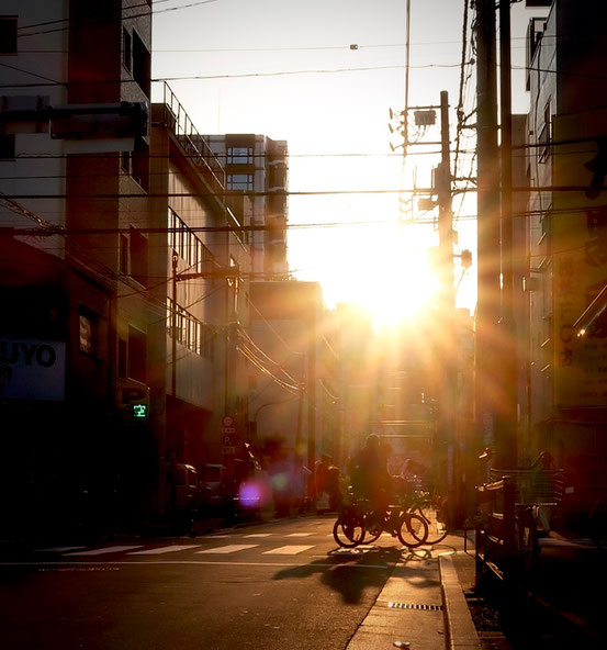 春の夕日