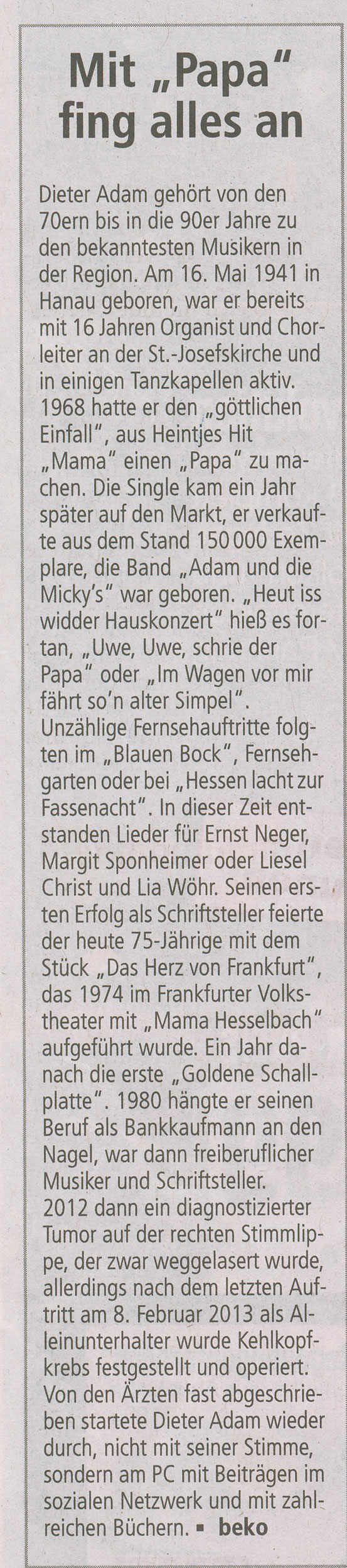 Offenbach Post, 29. Dezember 2016