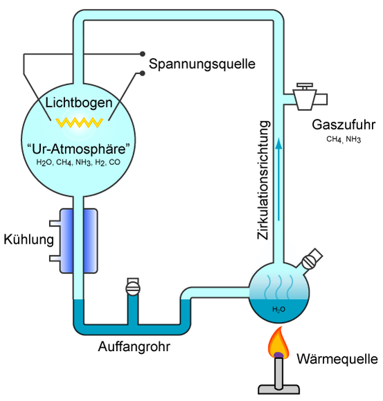 Der Versuchsaufbau des Miller-Urey-Experiments