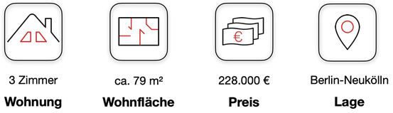 3 Zimmer, Eigentumswohnung in Berlin-Neukölln, ca. 79 m², Kaufpreis 228.000 €