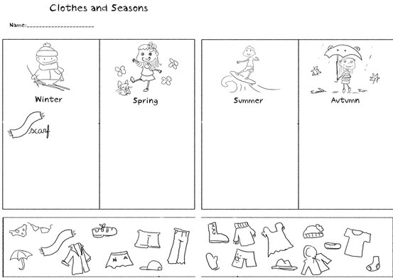 cute monster Big George children picture books activities Book English kids ESL worksheet weather season year