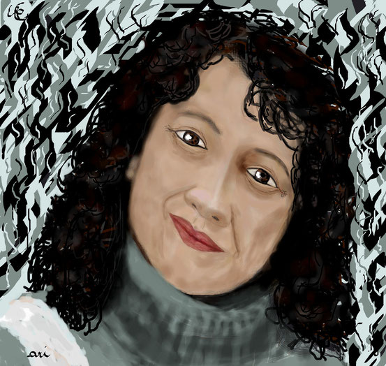 RITRATTO DI VALENTINA LO MAGNO - 2012 eseguito a mano libera al pc tecnica gessetti