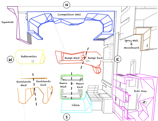 Der Umschraubplan der Boulderhalle Schlieren.