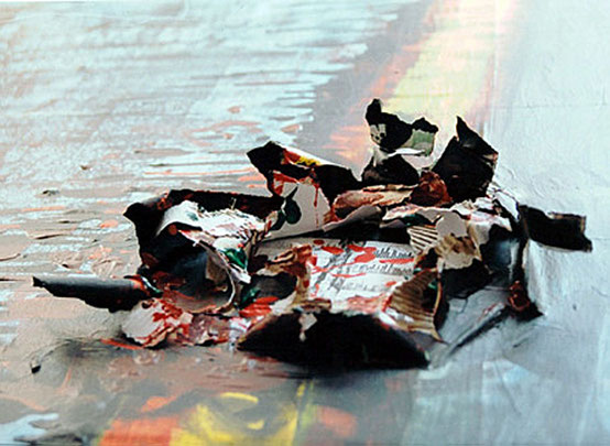Detail des Originalbildes 'El Tren' - Mixed Media auf Leinwand - 130 x 81 cm