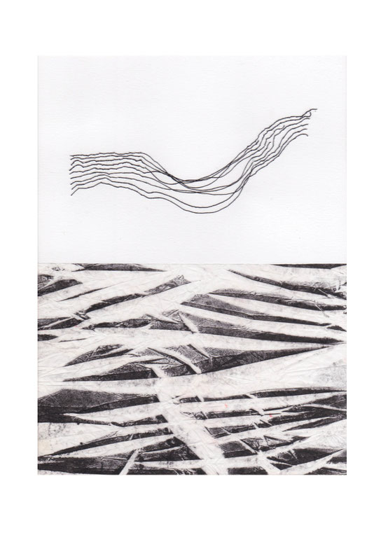 Sans titre, 2016. Broderie et papier plissé, 20 cm x 30 cm.