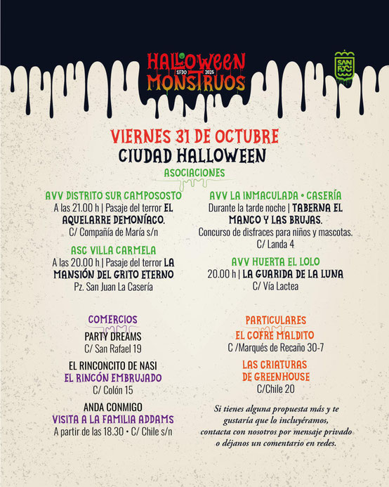 Programa del Halloween de San Fernando Mercado Medieval Noche de Brujas