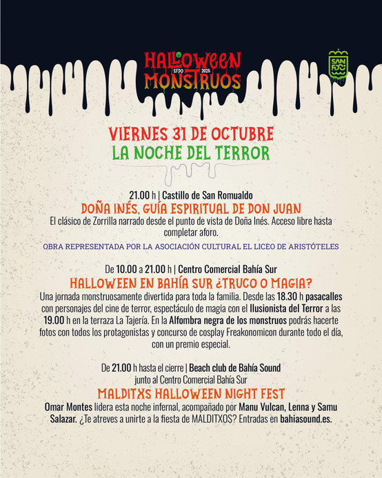 Programa del Halloween de San Fernando Mercado Medieval Noche de Brujas