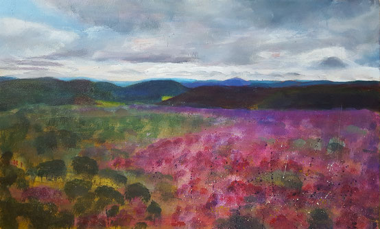 "View from Hatterrall Hill, Llanthony" 36.6 x 60cm mixed media on cradled board. VHH01mm. 